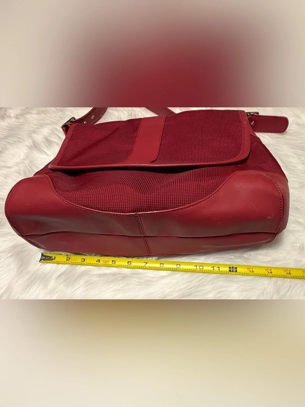 L.L. Bean Buckle Crossbody Messenger Bag Canvas with Leather Trim